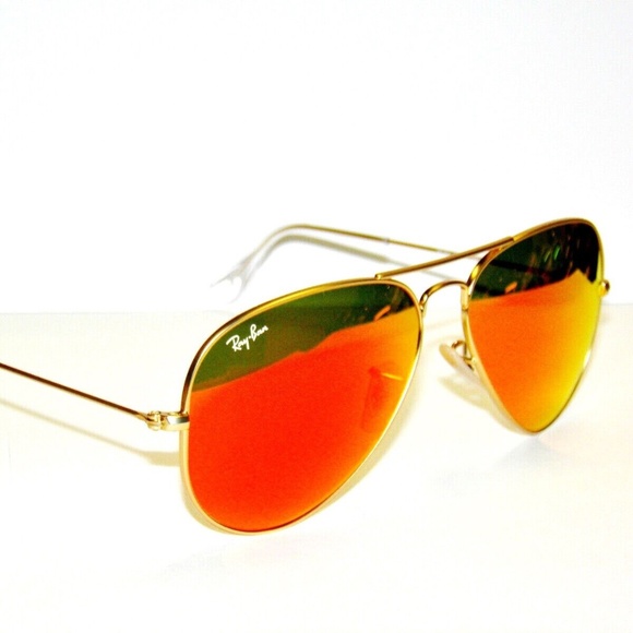 Ray Ban Sunglasses 3025 Rayban 112/69 Gold 55 Orange Mirror Aviators - Picture 1 of 3